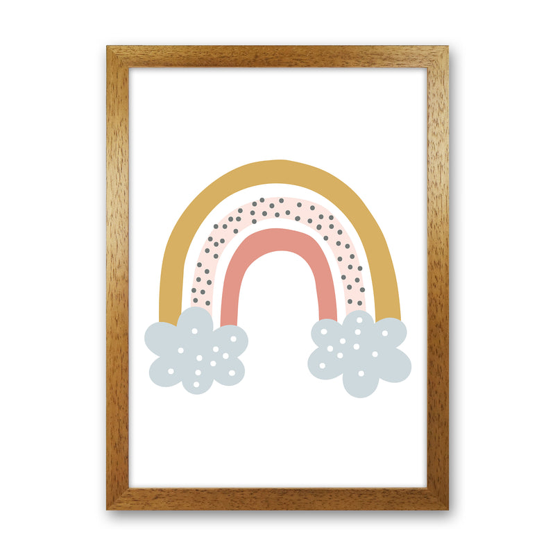 Rainbow With Clouds  Art Print by Pixy Paper Oak Grain