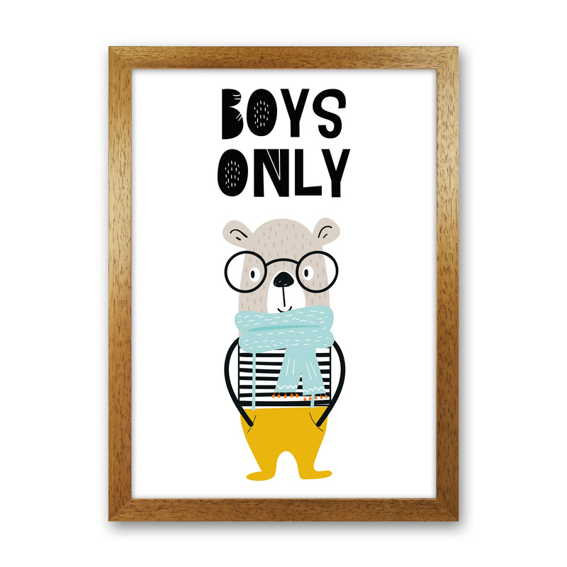 Boys Only Animal Pop  Art Print by Pixy Paper Oak Grain