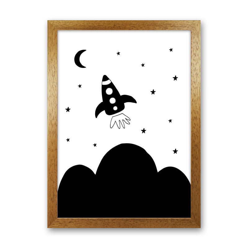 Spaceship Explorer  Art Print by Pixy Paper Oak Grain