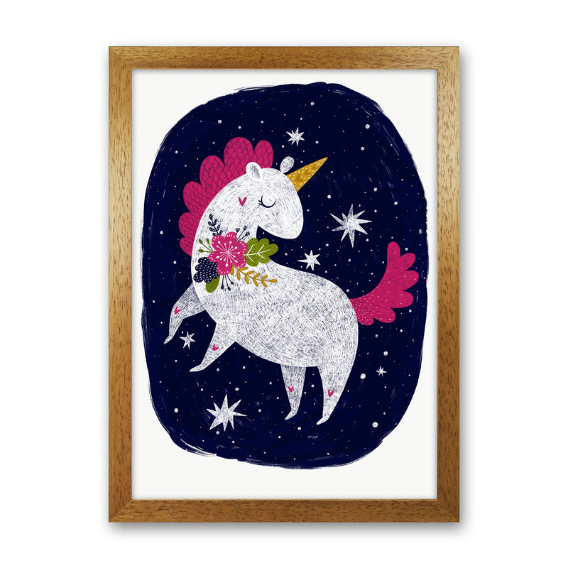 Unicorn Night Sky  Art Print by Pixy Paper Oak Grain