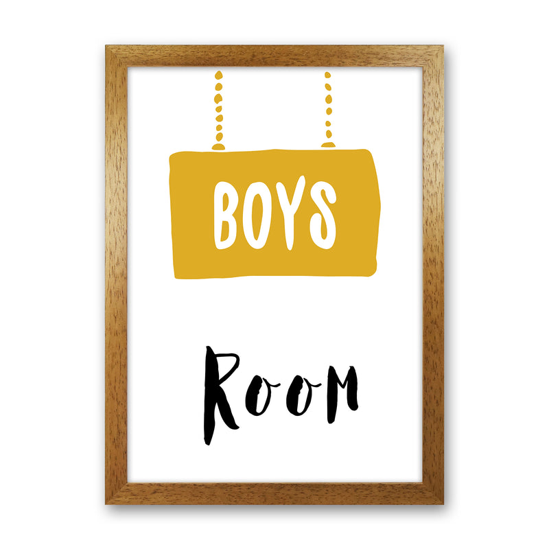 Boys Room Mustard  Art Print by Pixy Paper Oak Grain
