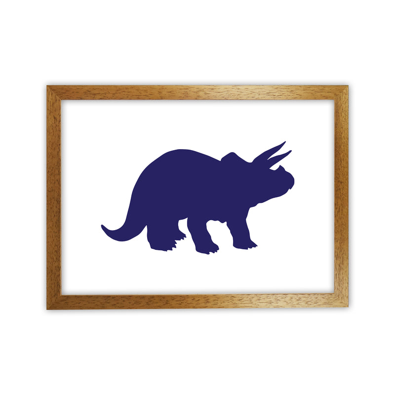 Triceratops Navy  Art Print by Pixy Paper Oak Grain