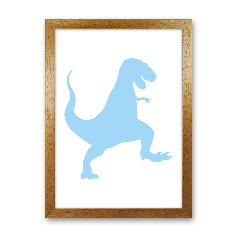 T-Rex Light Blue  Art Print by Pixy Paper Oak Grain