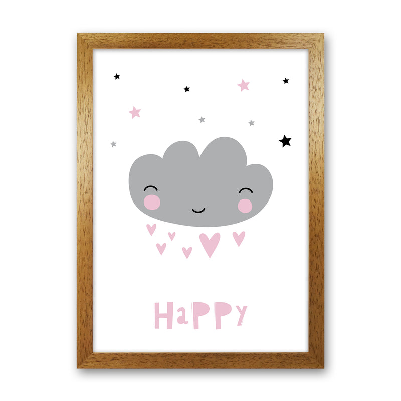 Happy Cloud  Art Print by Pixy Paper Oak Grain