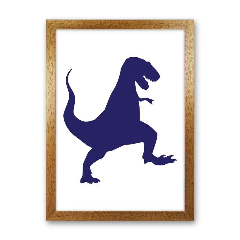 T-Rex Navy  Art Print by Pixy Paper Oak Grain