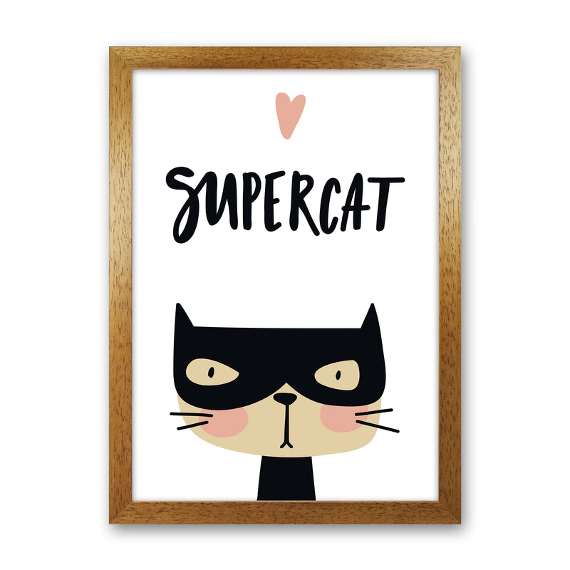 Supercat  Art Print by Pixy Paper Oak Grain