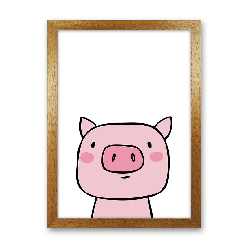 Pig  Art Print by Pixy Paper Oak Grain