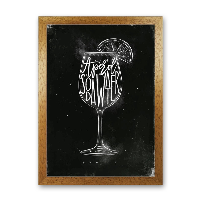Prosecco Spritz Cocktail Black  Art Print by Pixy Paper Oak Grain