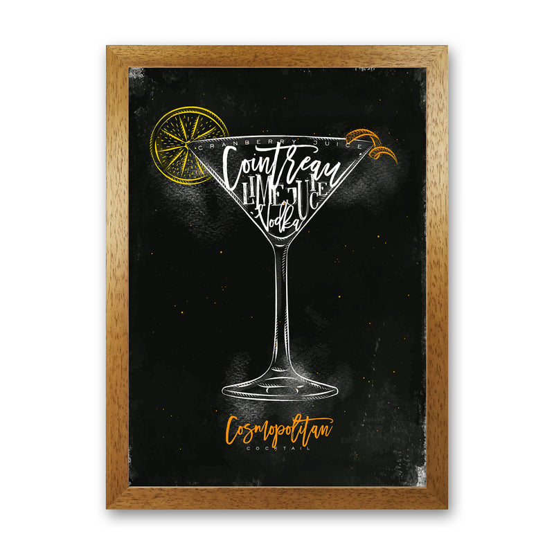 Cosmopolitan Cocktail Black  Art Print by Pixy Paper Oak Grain