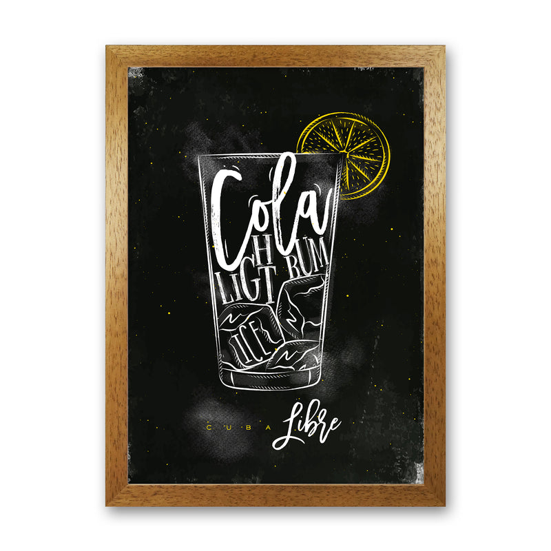 Cuba Libre Cocktail Black  Art Print by Pixy Paper Oak Grain