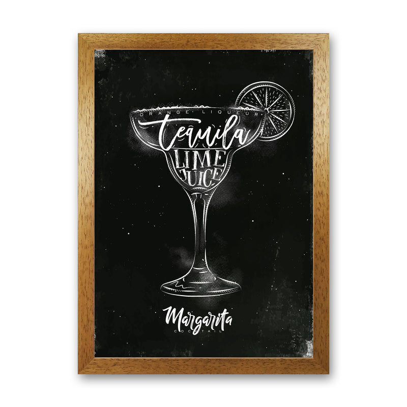 Margarita Cocktail Black  Art Print by Pixy Paper Oak Grain