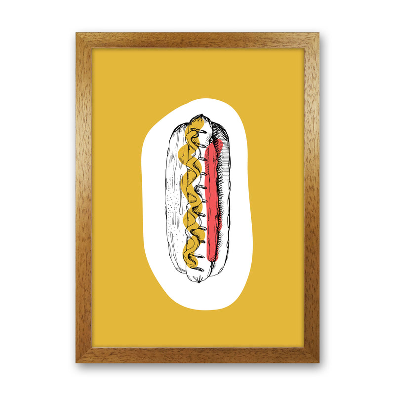 Kitchen Pop Hot Dog Mustard Art Print by Pixy Paper Oak Grain