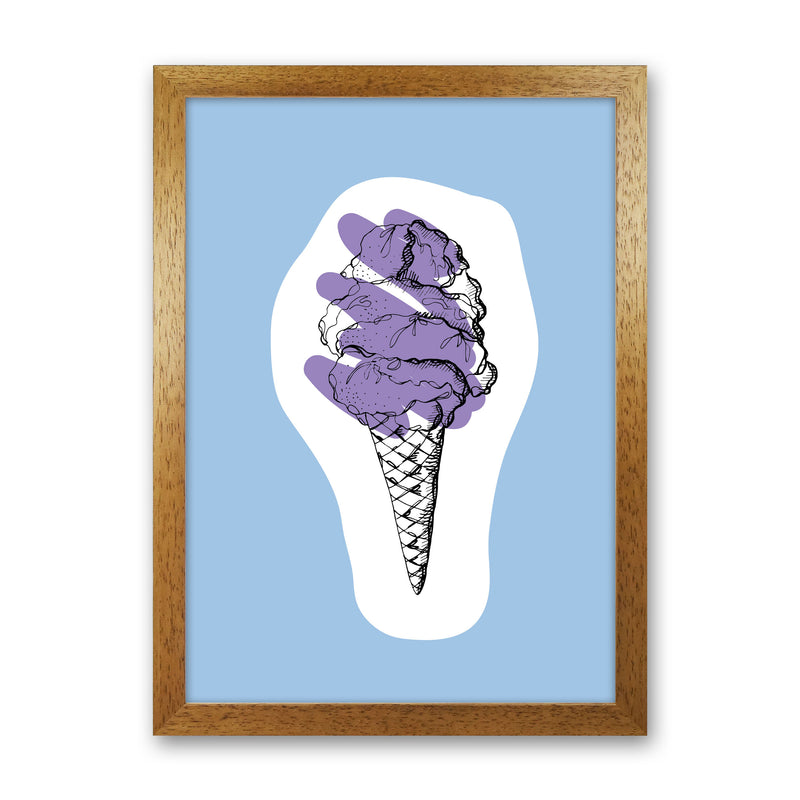 Kitchen Pop Ice Cream Blue Art Print by Pixy Paper Oak Grain