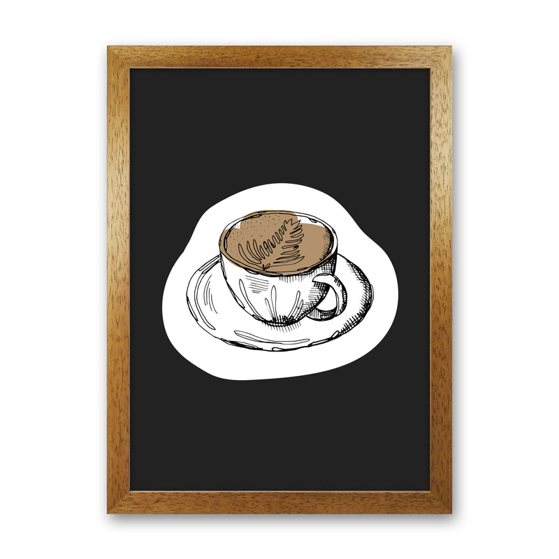 Kitchen Pop Coffee Off Black Art Print by Pixy Paper Oak Grain