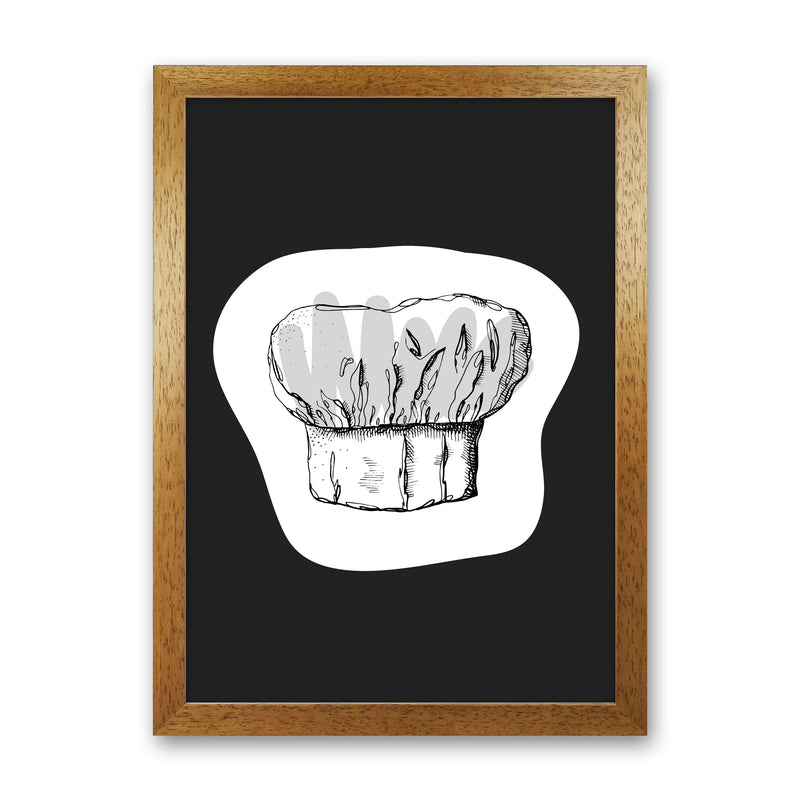 Kitchen Pop Chef's Hat Off Black Art Print by Pixy Paper Oak Grain