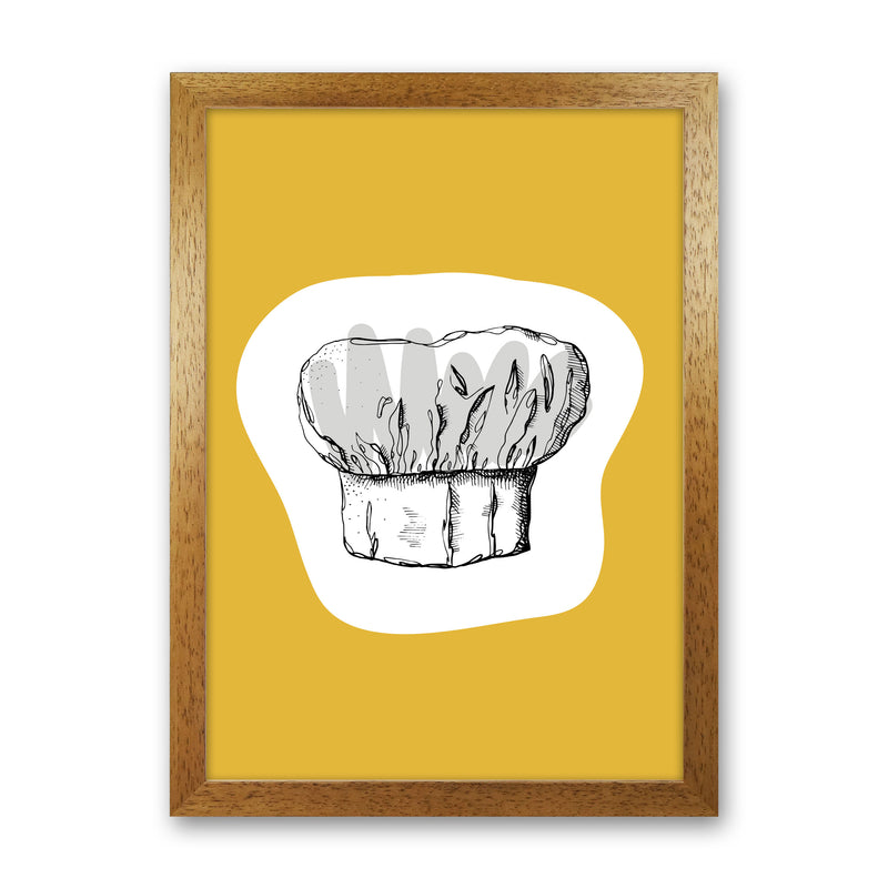 Kitchen Pop Chef's Hat Mustard Art Print by Pixy Paper Oak Grain