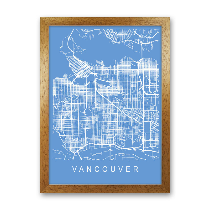 Vancouver Map Blueprint Art Print by Pixy Paper Oak Grain