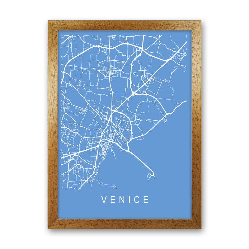 Venice Map Blueprint Art Print by Pixy Paper Oak Grain