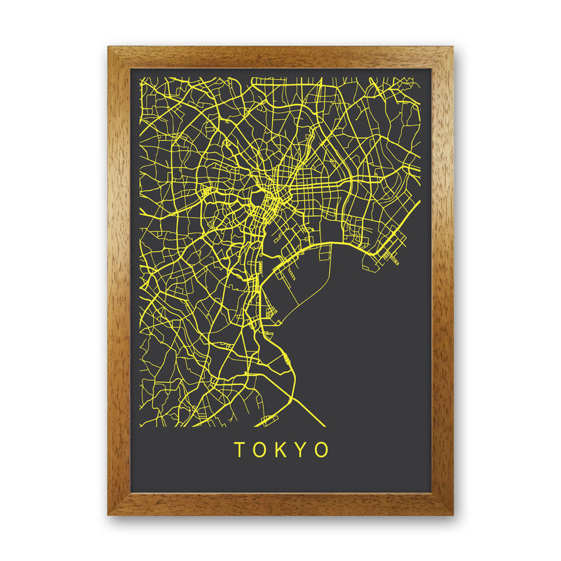 Tokyo Map Neon Art Print by Pixy Paper Oak Grain