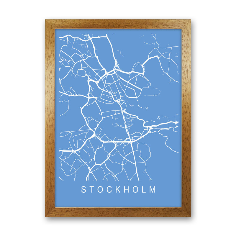 Stockholm Map Blueprint Art Print by Pixy Paper Oak Grain