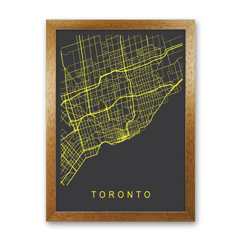 Toronto Map Neon Art Print by Pixy Paper Oak Grain