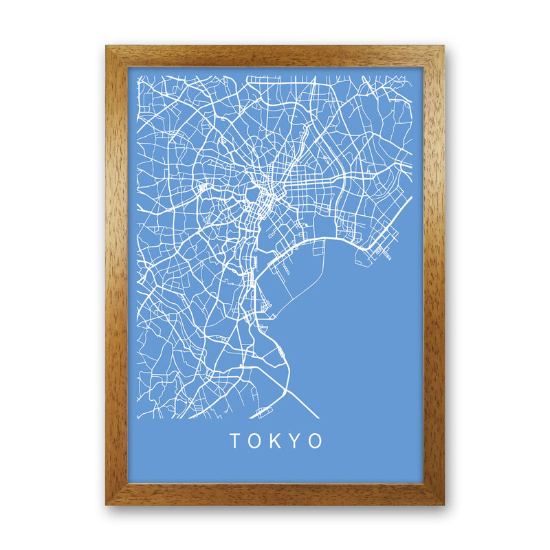 Tokyo Map Blueprint Art Print by Pixy Paper Oak Grain