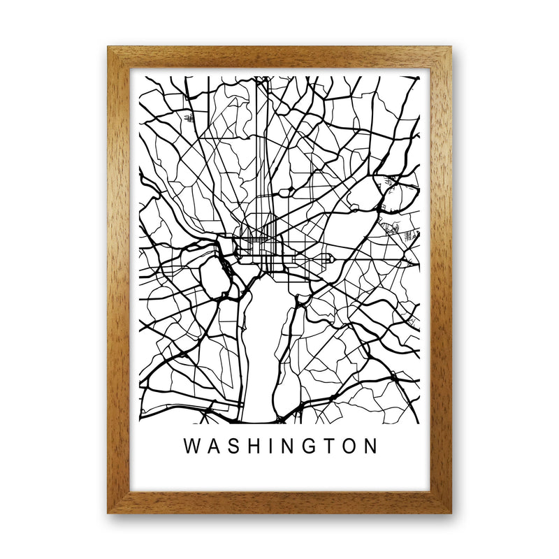 Washington Map Art Print by Pixy Paper Oak Grain