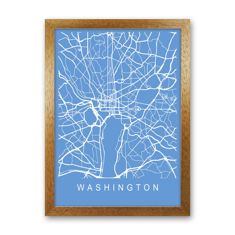 Washington Map Blueprint Art Print by Pixy Paper Oak Grain