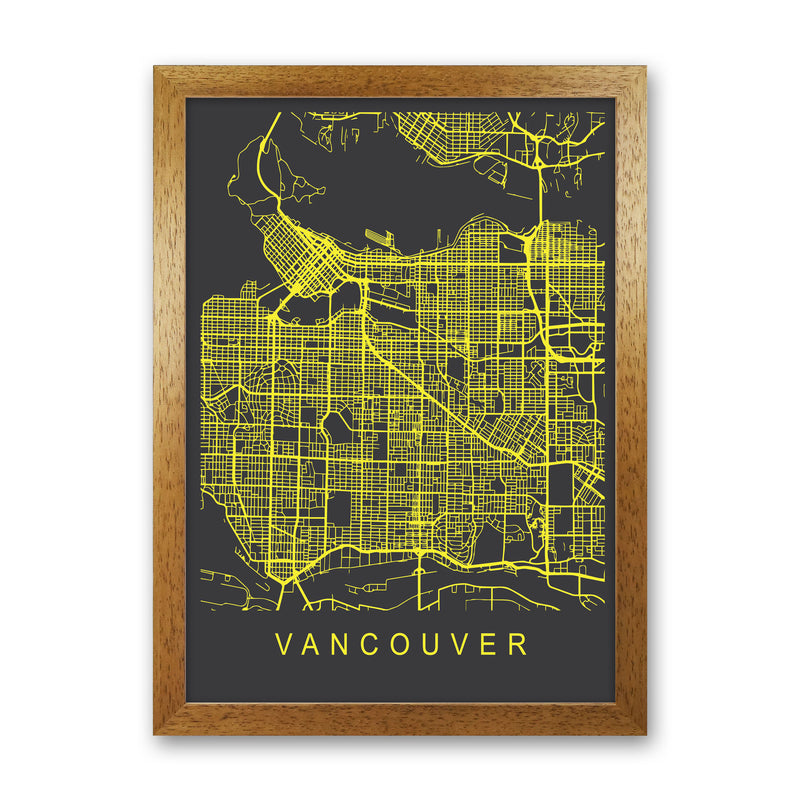 Vancouver Map Neon Art Print by Pixy Paper Oak Grain
