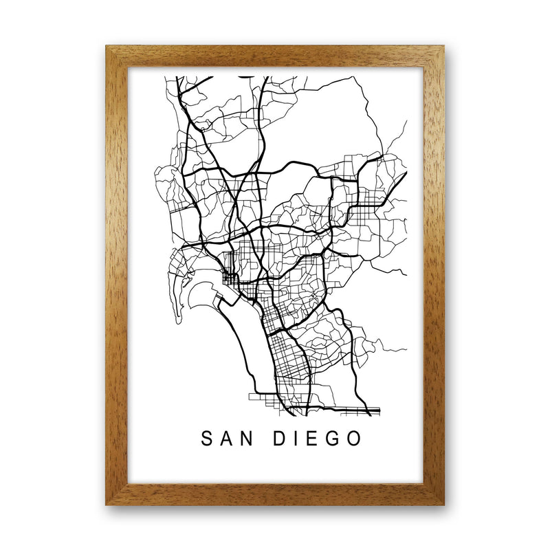 San Diego Map Art Print by Pixy Paper Oak Grain