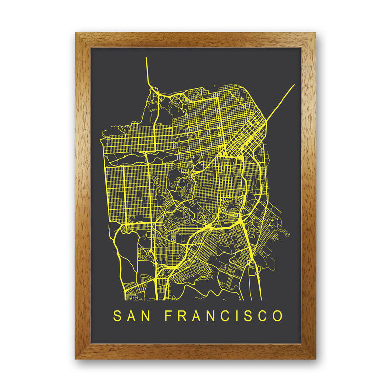San Francisco Map Neon Art Print by Pixy Paper Oak Grain