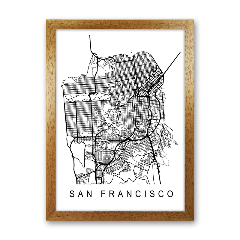 San Francisco Map Art Print by Pixy Paper Oak Grain