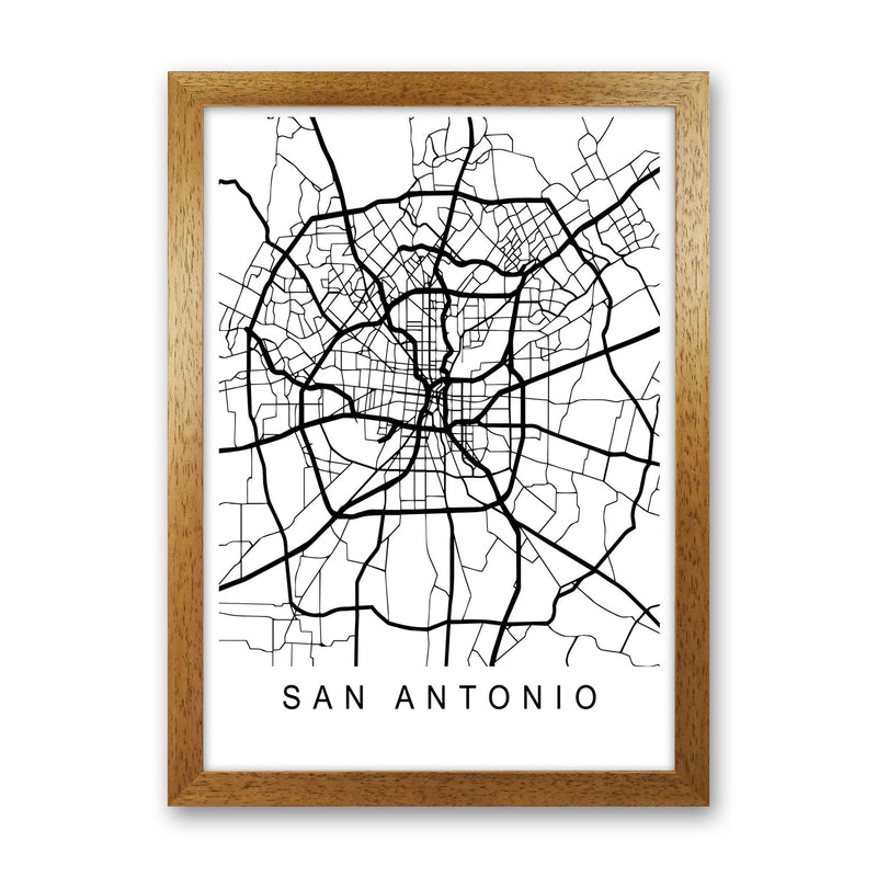 San Antonio Map Art Print by Pixy Paper Oak Grain