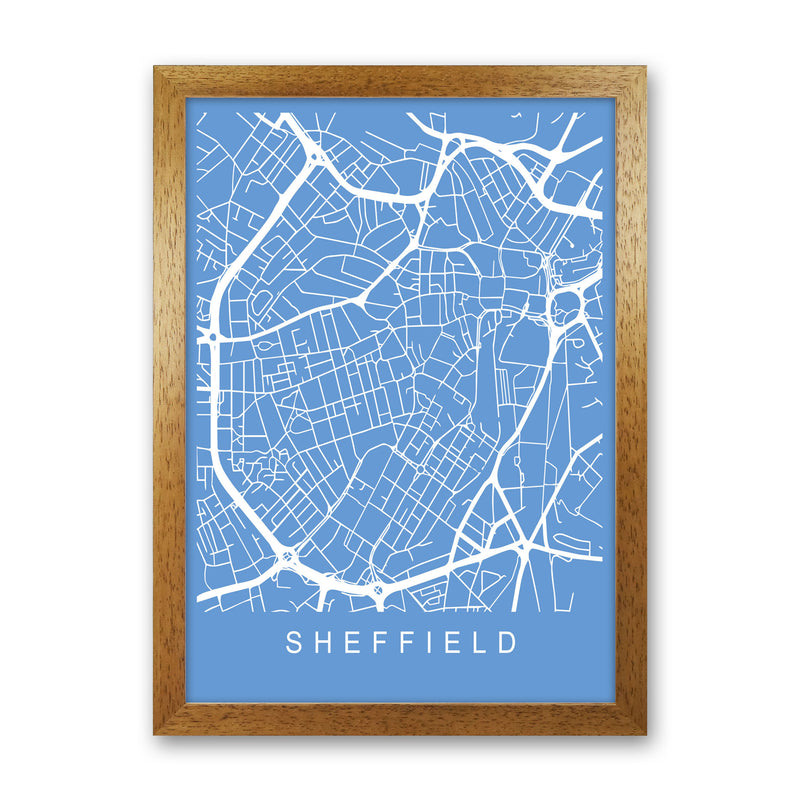 Sheffield Map Blueprint Art Print by Pixy Paper Oak Grain