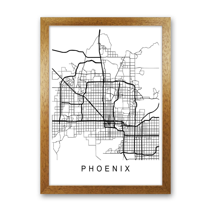 Phoenix Map Art Print by Pixy Paper Oak Grain