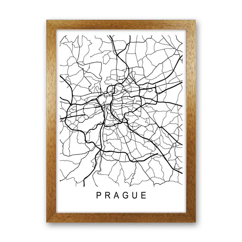 Prague Map Art Print by Pixy Paper Oak Grain