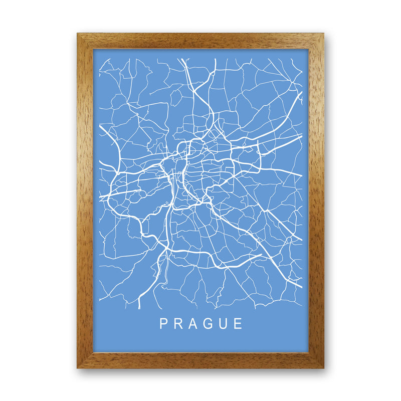 Prague Map Blueprint Art Print by Pixy Paper Oak Grain