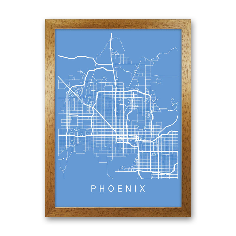 Phoenix Map Blueprint Art Print by Pixy Paper Oak Grain