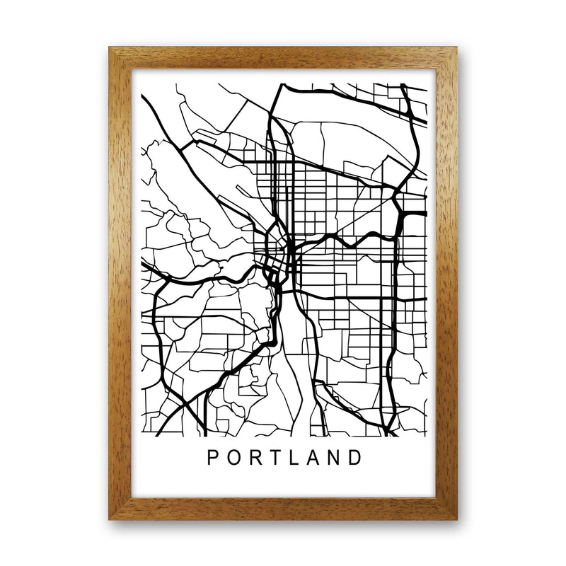 Portland Map Art Print by Pixy Paper Oak Grain