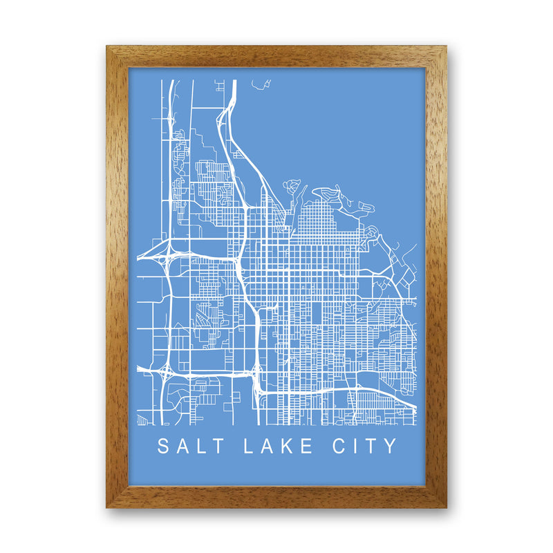 Salt Lake City Map Blueprint Art Print by Pixy Paper Oak Grain