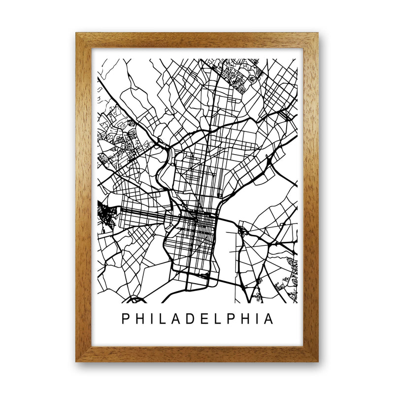 Philadelphia Map Art Print by Pixy Paper Oak Grain