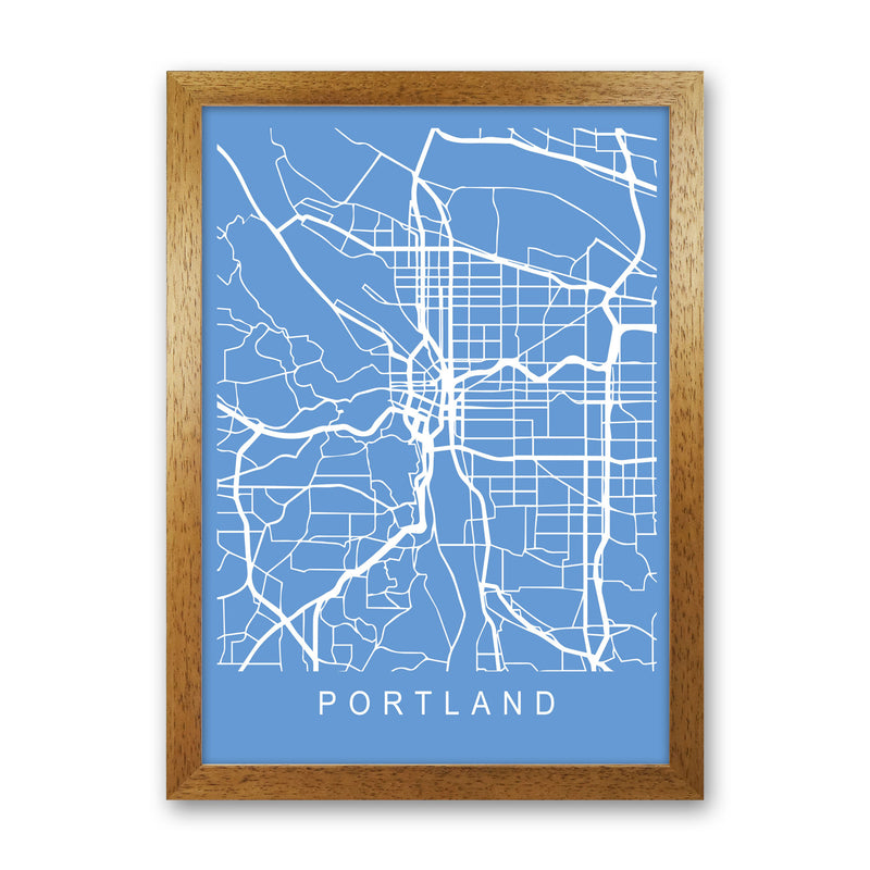 Portland Map Blueprint Art Print by Pixy Paper Oak Grain