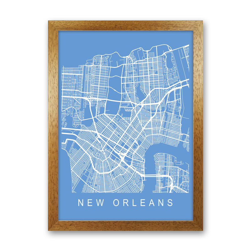 New Orleans Map Blueprint Art Print by Pixy Paper Oak Grain