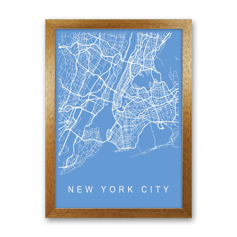 New York City Map Blueprint Art Print by Pixy Paper Oak Grain