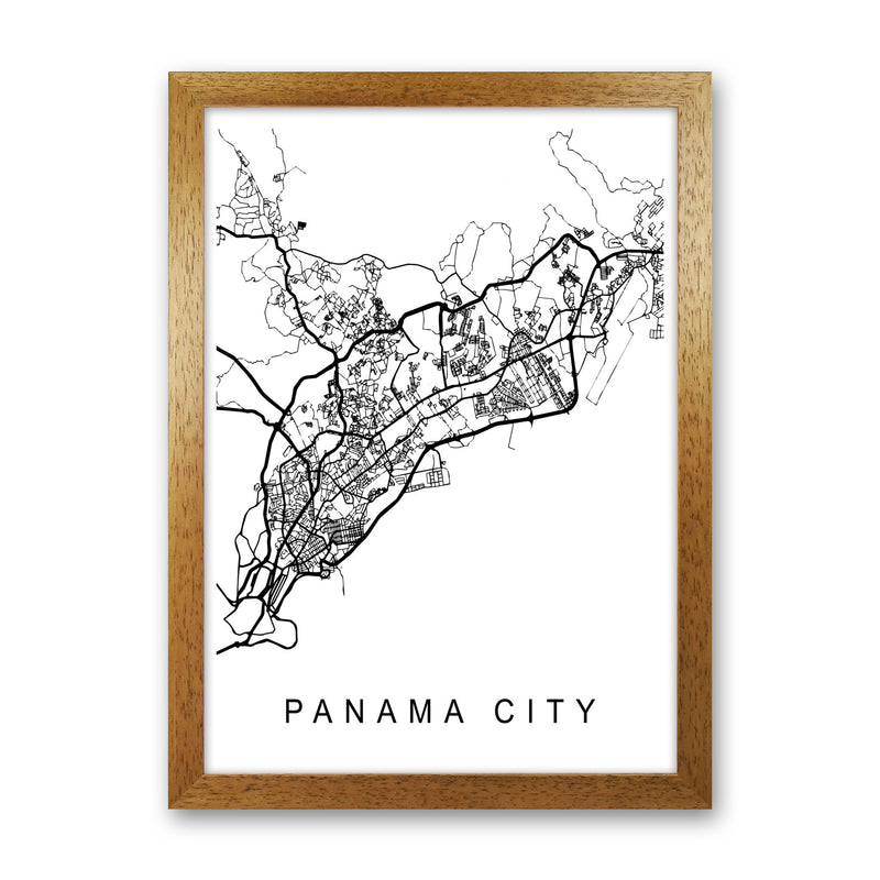 Panama Map Art Print by Pixy Paper Oak Grain