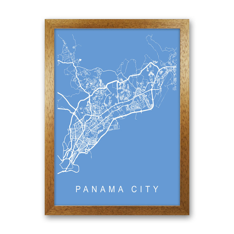 Panama City Map Blueprint Art Print by Pixy Paper Oak Grain