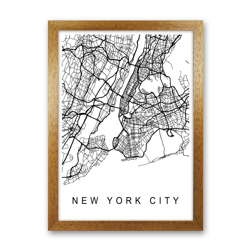 New York City Map Art Print by Pixy Paper Oak Grain