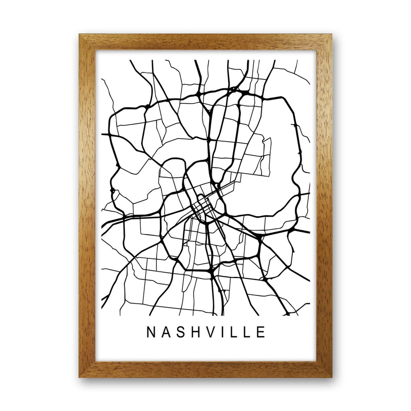 Nashville Map Art Print by Pixy Paper Oak Grain