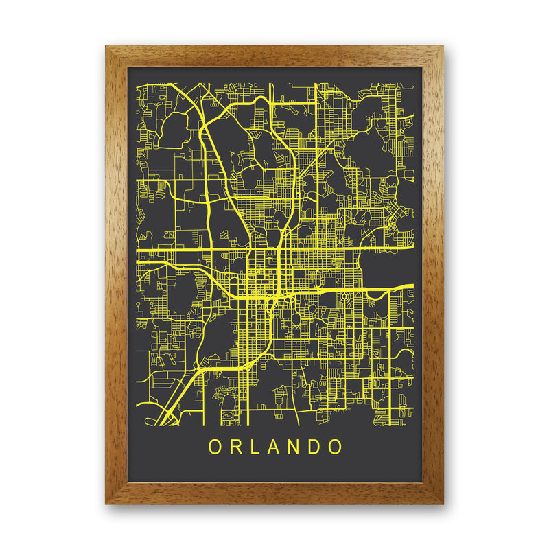 Orlando Map Neon Art Print by Pixy Paper Oak Grain