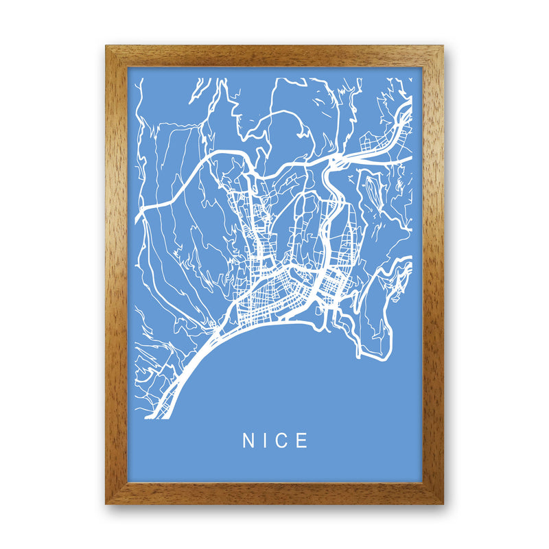 Nice Map Blueprint Art Print by Pixy Paper Oak Grain